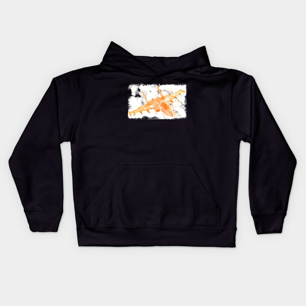 Aviation Fighter Jet orange Kids Hoodie by FasBytes